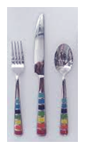 Knife, fork, and spoon