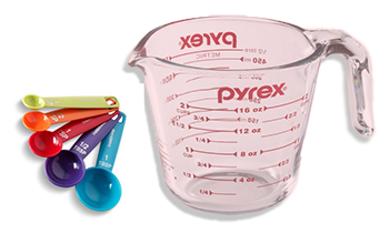 measuring cup and spoons