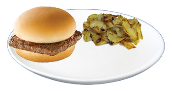 Hamburger and American fries